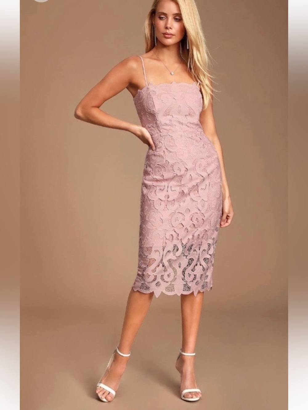 Bardot Lina Lace Dress in Pink Rose - Picture 1 of 10